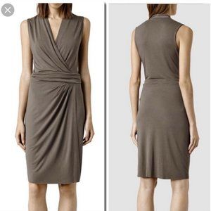 All Saints Knit Wrap Dress, XS, Gray-Green
